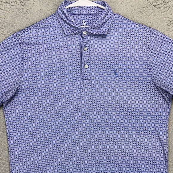 TailorByrd Mens Golf Polo Large Blue White Geometric Athletic Short Sleeve Rugby